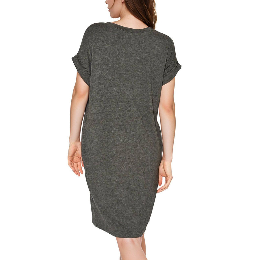 Women's Round Neck T-shirt Dress With Pocket