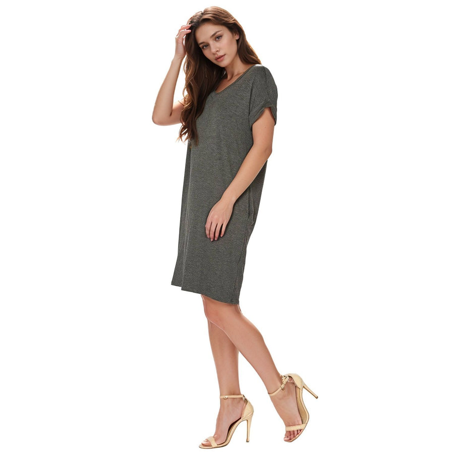 Women's Round Neck T-shirt Dress With Pocket