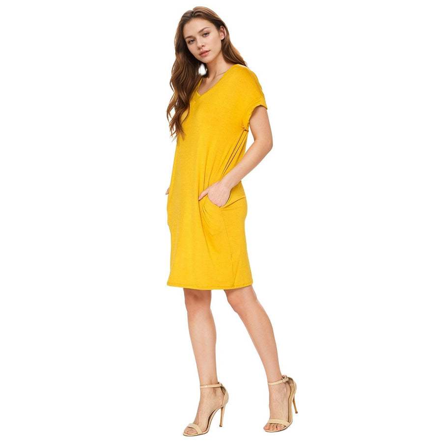 Women's Round Neck T-shirt Dress With Pocket