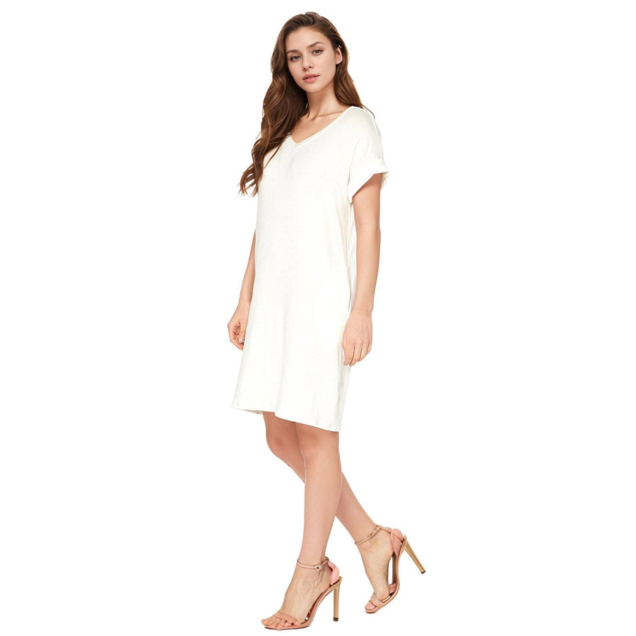 Women's Round Neck T-shirt Dress With Pocket