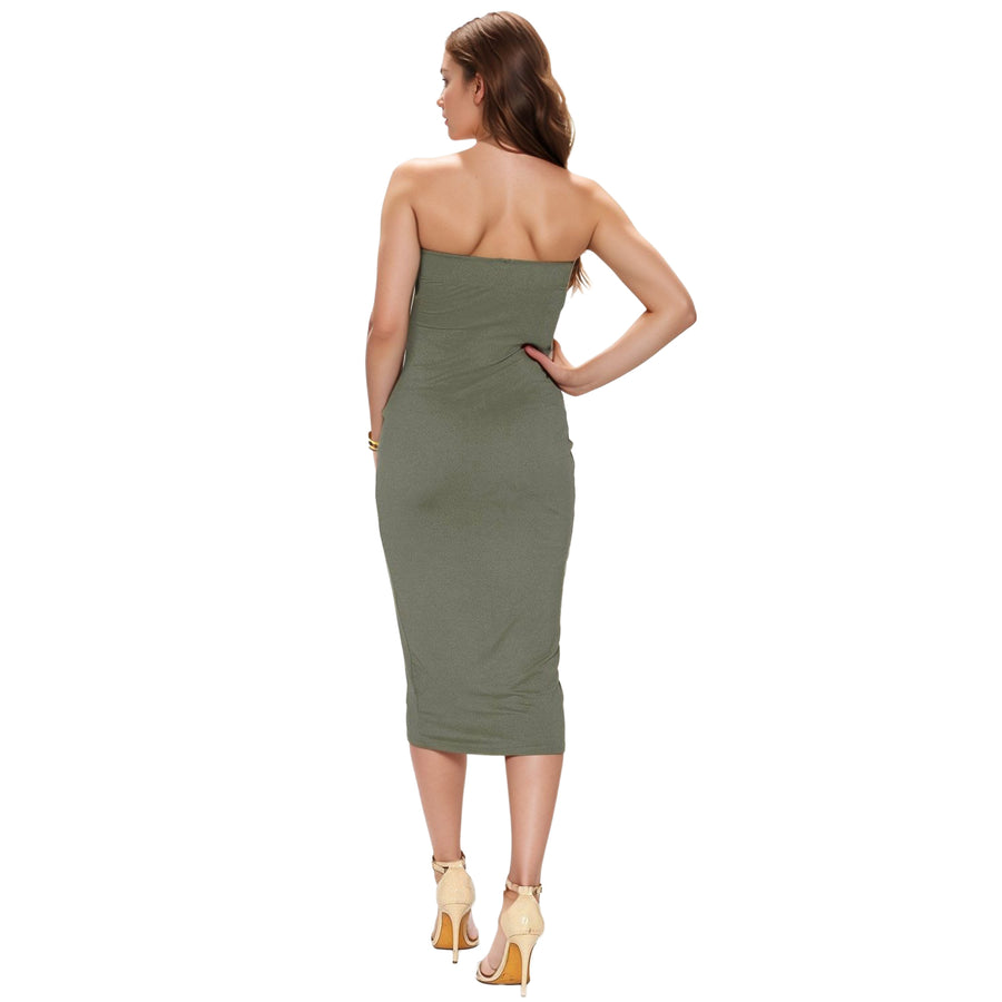 Women's Tube Top Bodycon Midi Dress