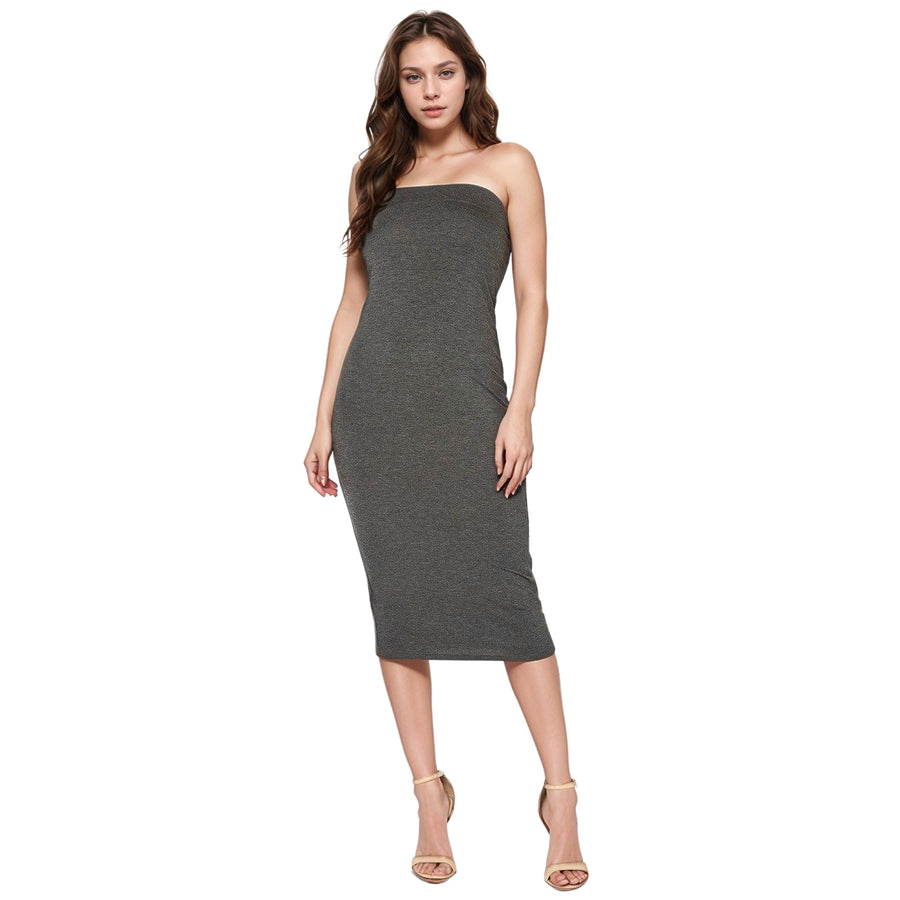 Women's Tube Top Bodycon Midi Dress