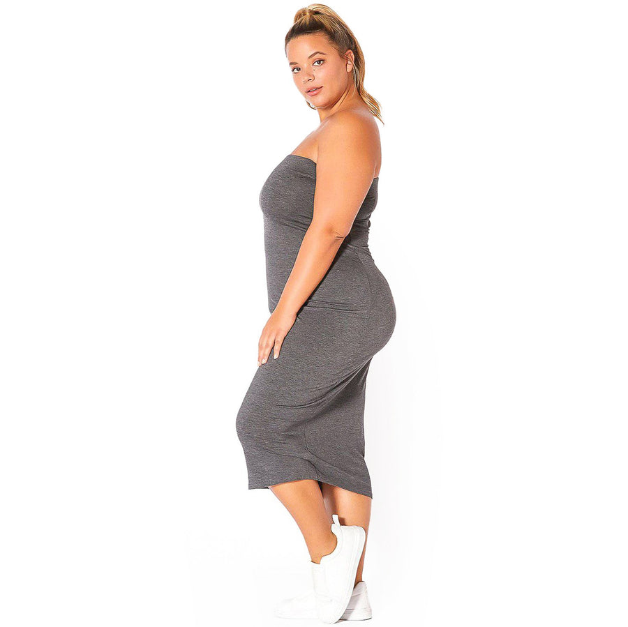 Plus Size Tube Top Bodycon Midi Dress 1x / olive