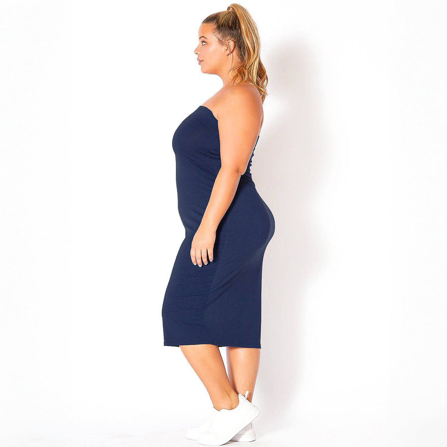 Plus Size Tube Top Bodycon Midi Dress 1x / olive
