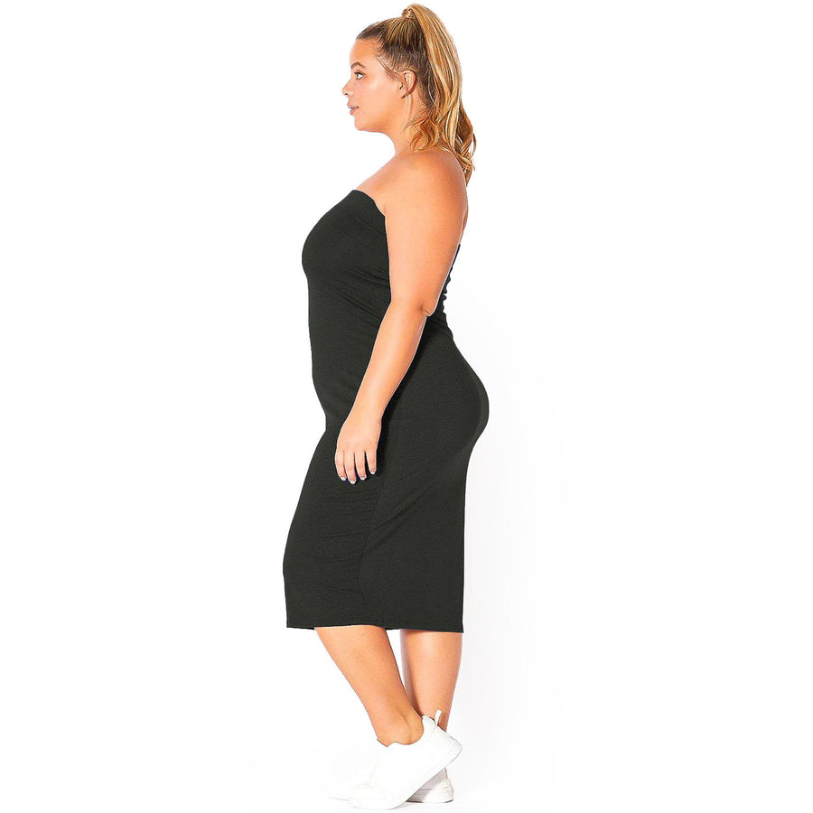 Plus Size Tube Top Bodycon Midi Dress Plus Size Tube Top Bodycon Midi Dress