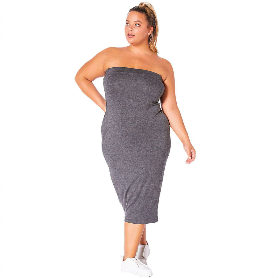 plus size bodycon tube dress Damari Printed Bodycon Tube Plus Size Midi Dress