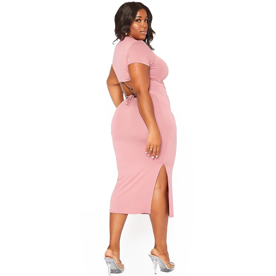 Plus Size Tight Fitting Midi Dresses Plus Size Women's Open Back Bodycon Midi Dress Plus Size Tight Fitting Midi Dresses Plus Size Women's Open Back Bodycon Midi Dress