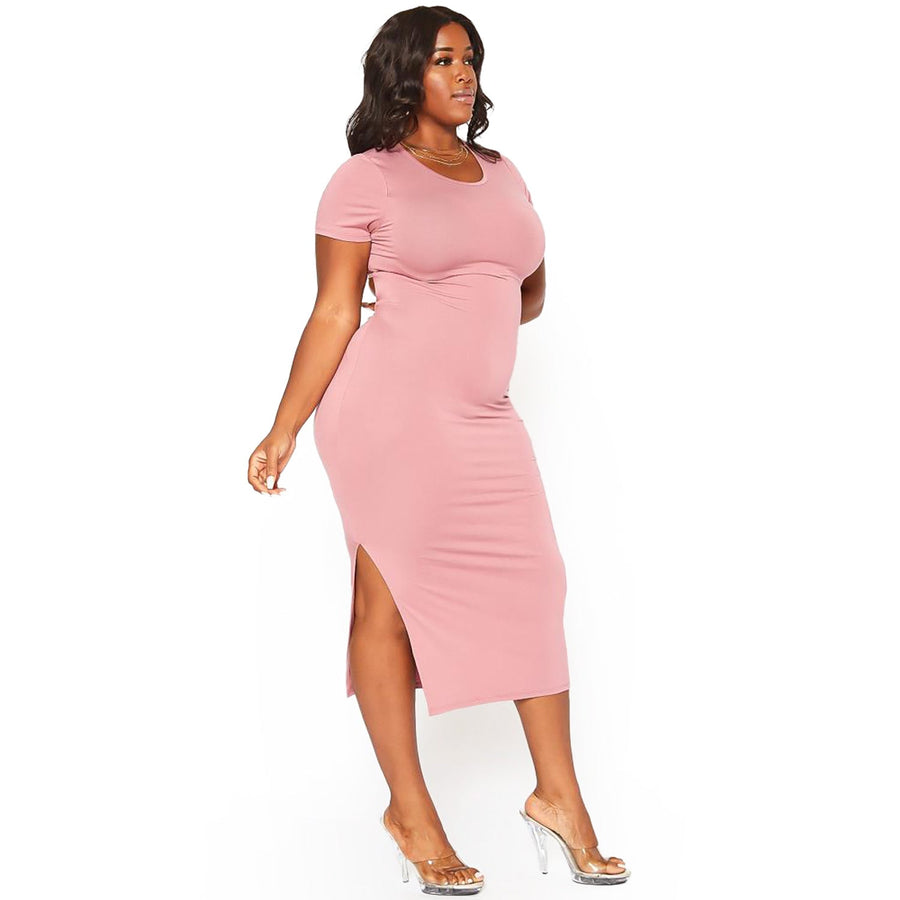Plus Size Women's Open Back Bodycon Midi Dress Plus Size Women's Open Back Bodycon Midi Dress