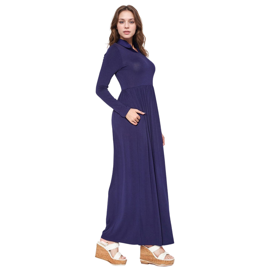 Women's Basic Long Sleeve Fit & Flare Maxi Dress Women's Basic Long Sleeve Fit & Flare Maxi Dress