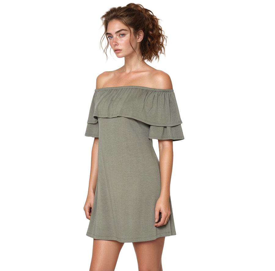 Women's Basic Off Shoulder Midi Dress
