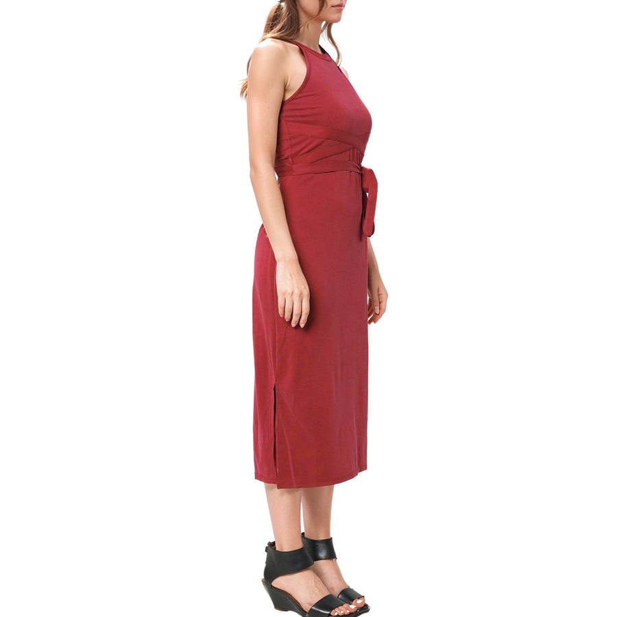 Women's Haltered Sheath Midi Dress In Wine