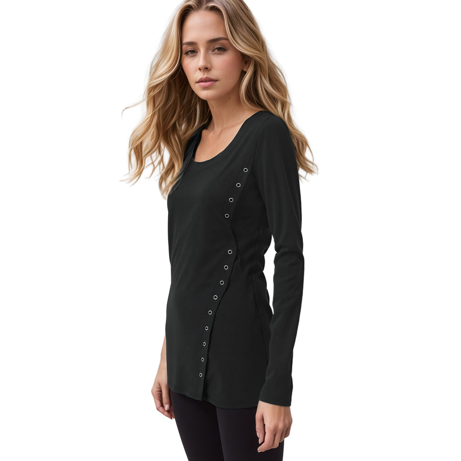 Women's Long Sleeve Button Decorated Top