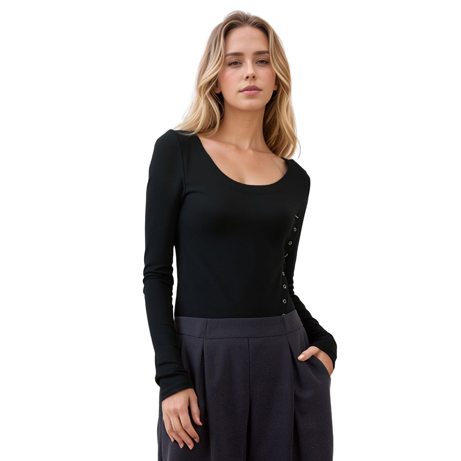 Women's Long Sleeve Button Decorated Top