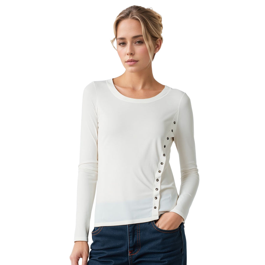 Women's Long Sleeve Button Decorated Top