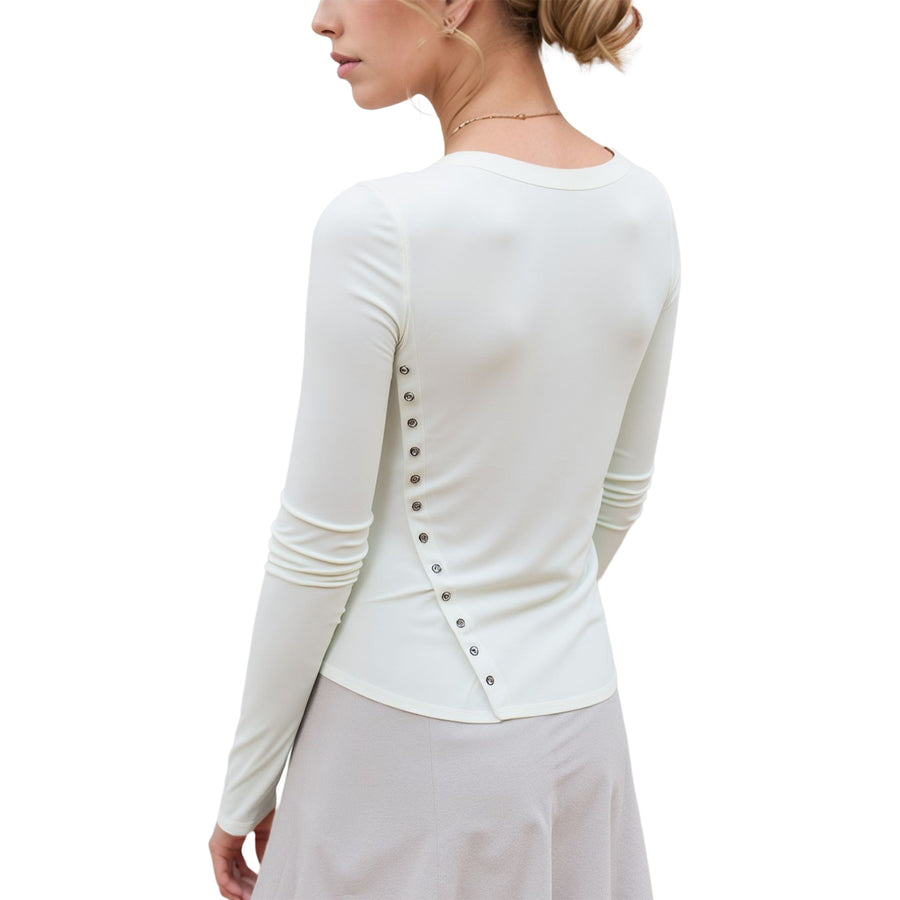 Women's Long Sleeve Button Decorated Top