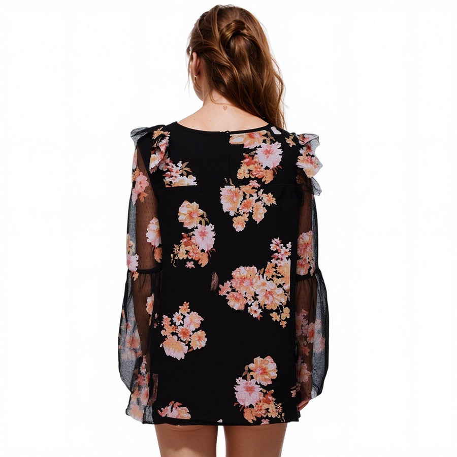 UPDATED Pleione Women's Bell Sleeve Mesh Top