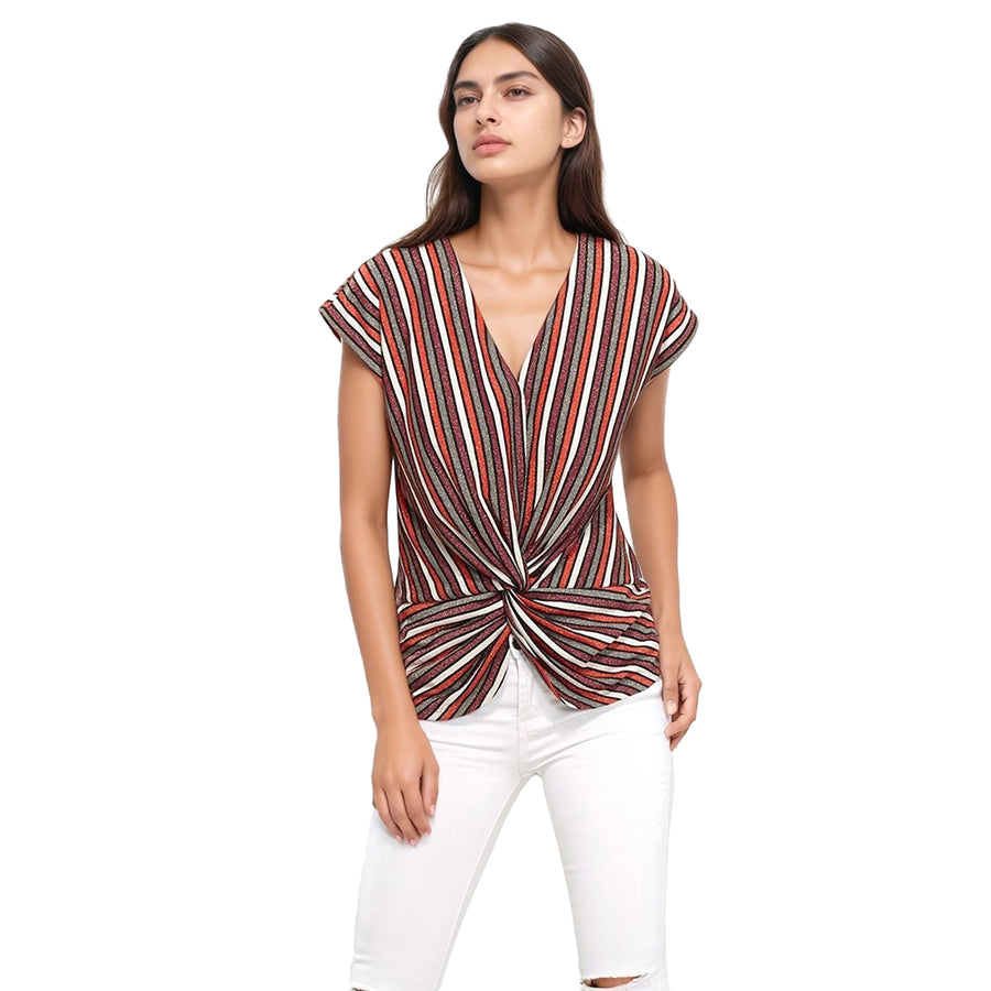 Pleione Women's Twist Front Sleeveless Knit Top In Multi