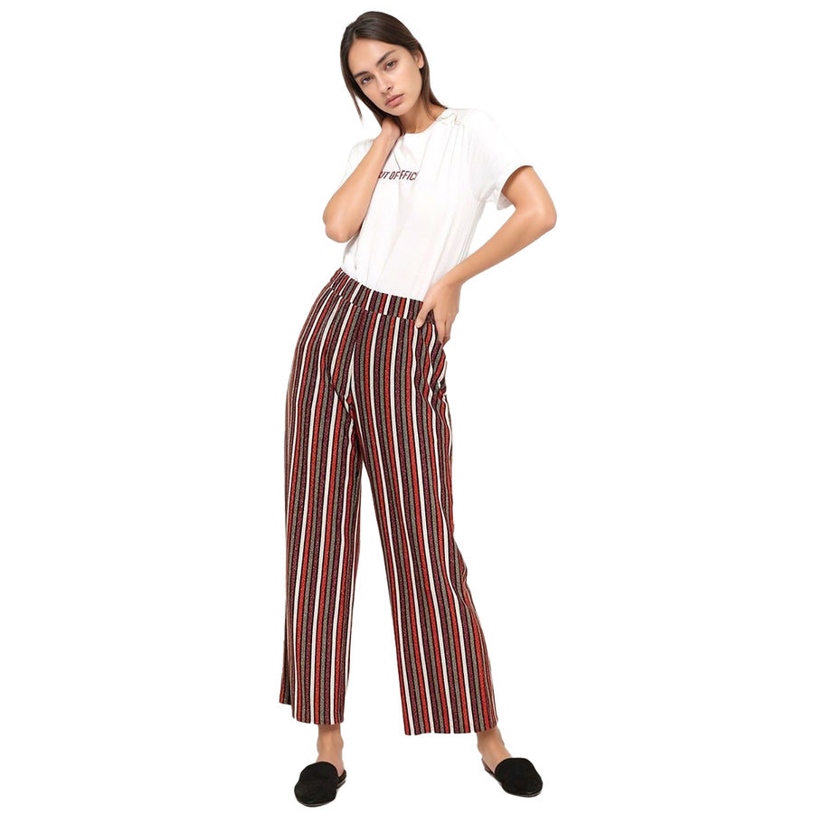 Pleione Women's Multi Stripe Printed Wide Leg Pants
