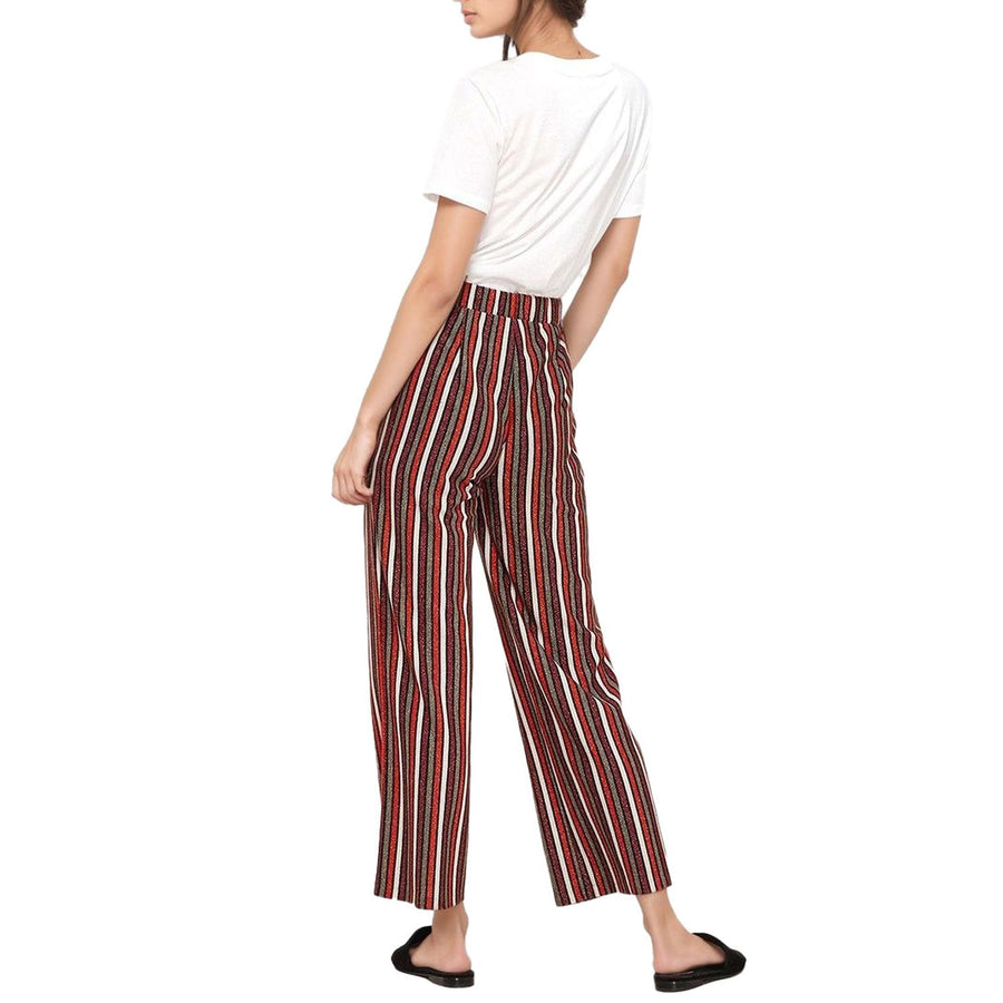 Pleione Women's Multi Stripe Printed Wide Leg Pants