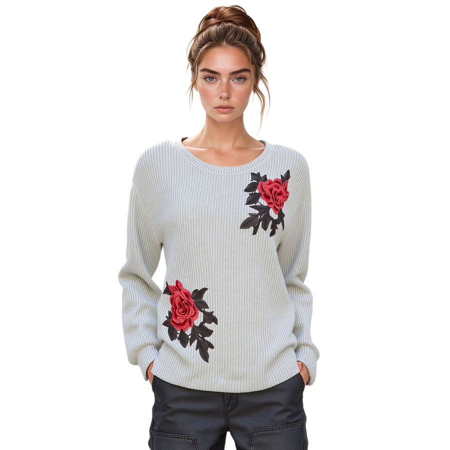 CLOSEOUT Women’s Flower Embroidered Light Weight Sweater