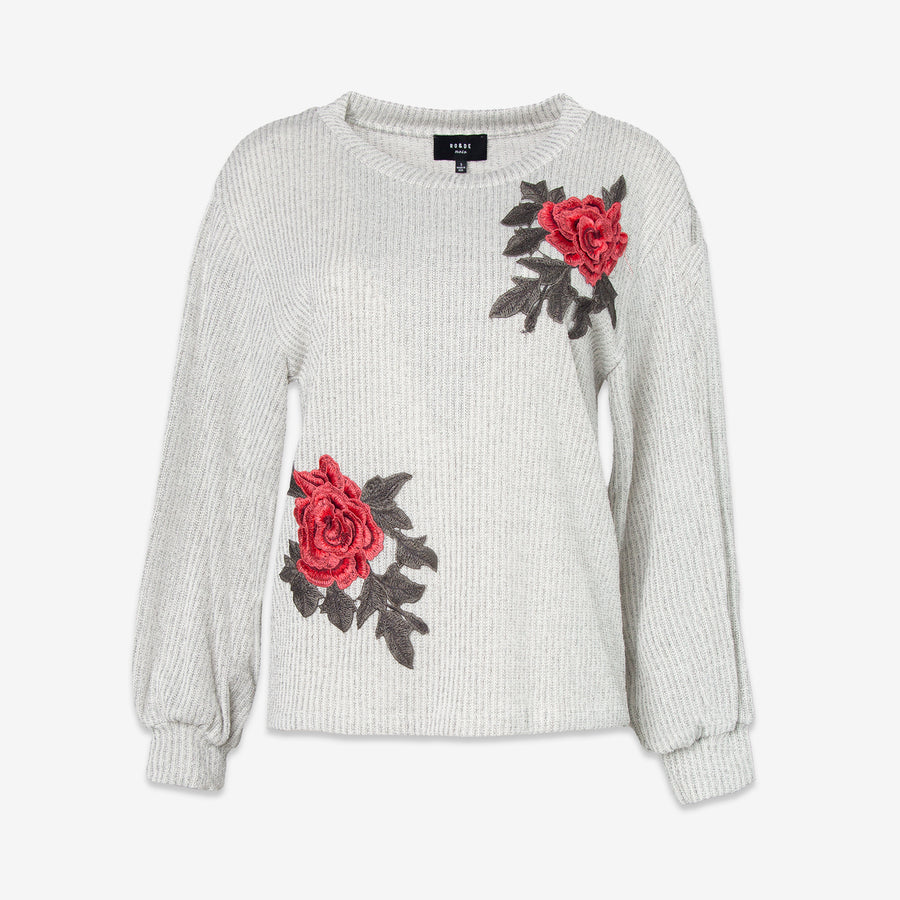 CLOSEOUT Women’s Flower Embroidered Light Weight Sweater