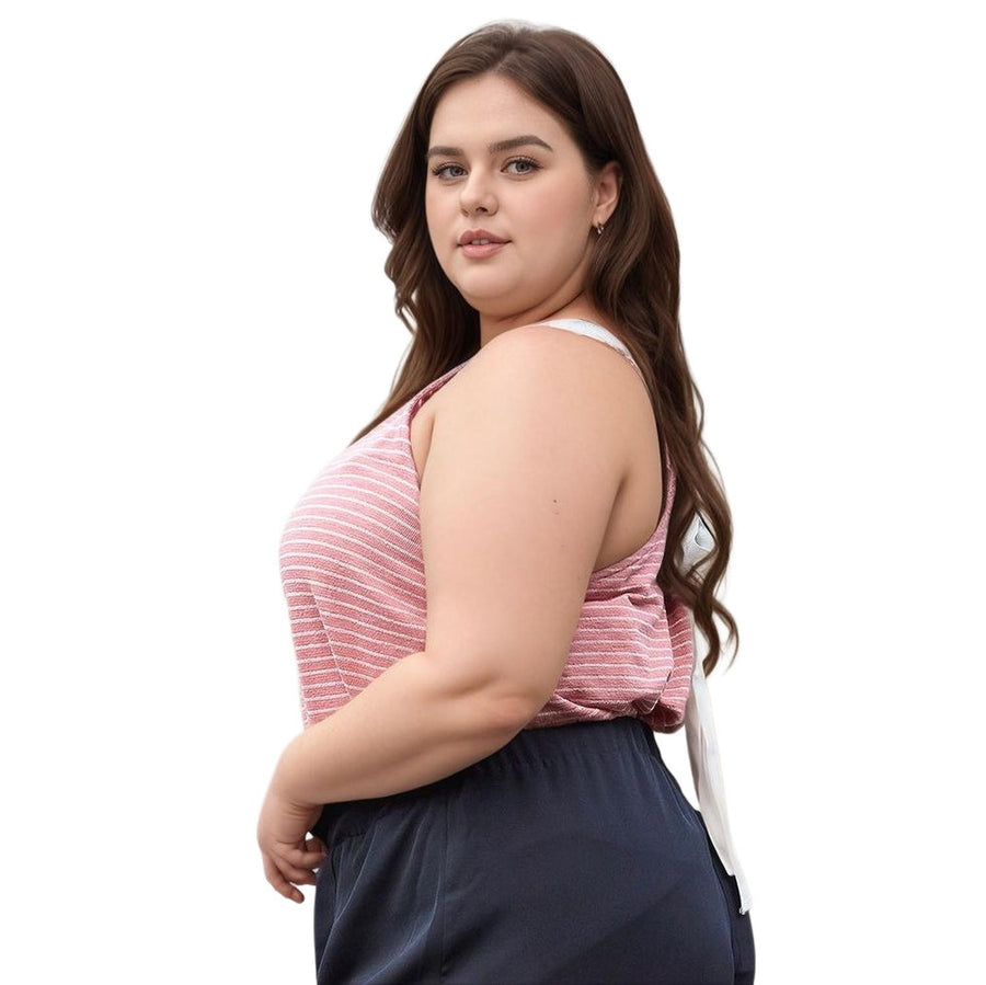 UPDATED - Pleione Plus Size Women's Tied Halter Back Sleeveless Top In Mauve