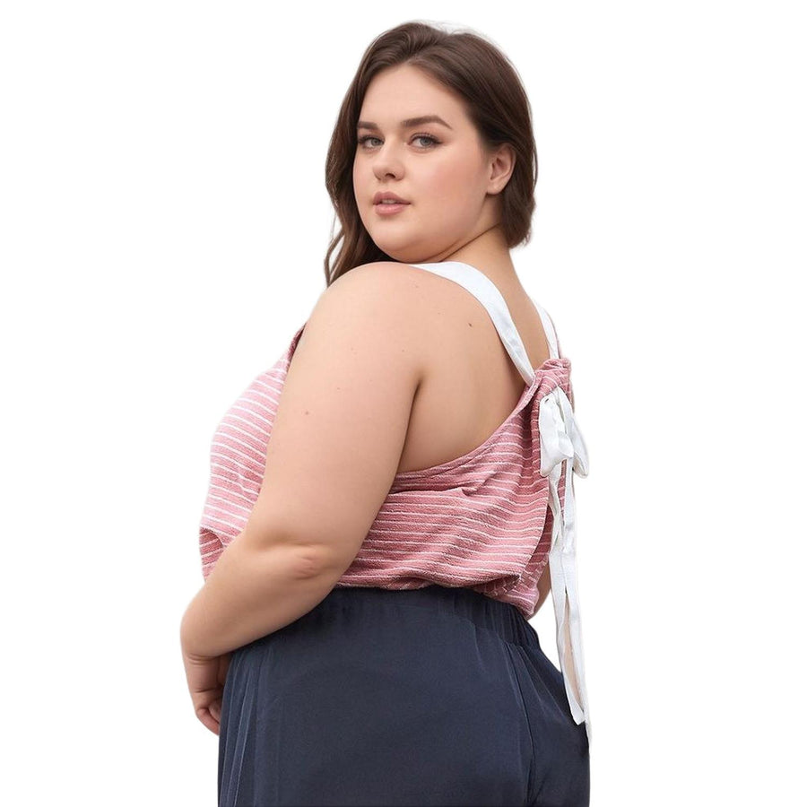 UPDATED - Pleione Plus Size Women's Tied Halter Back Sleeveless Top In Mauve