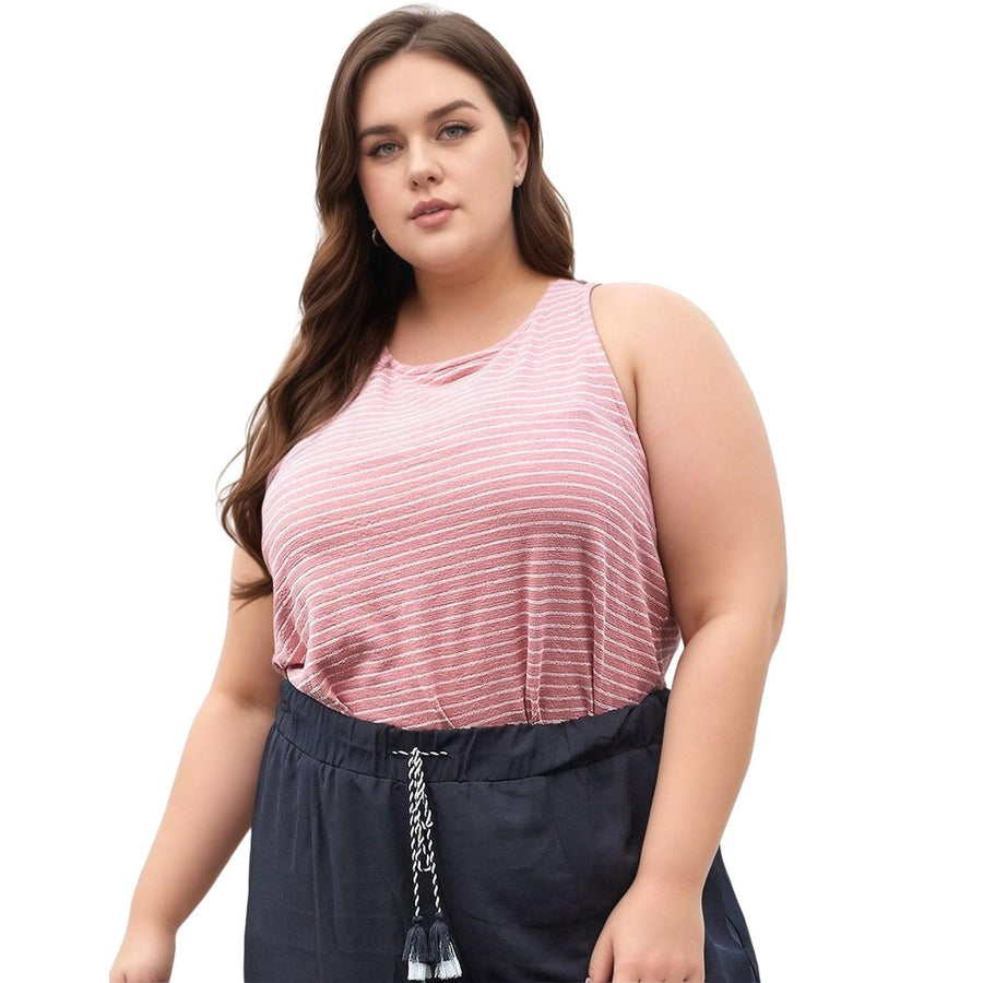 UPDATED - Pleione Plus Size Women's Tied Halter Back Sleeveless Top In Mauve