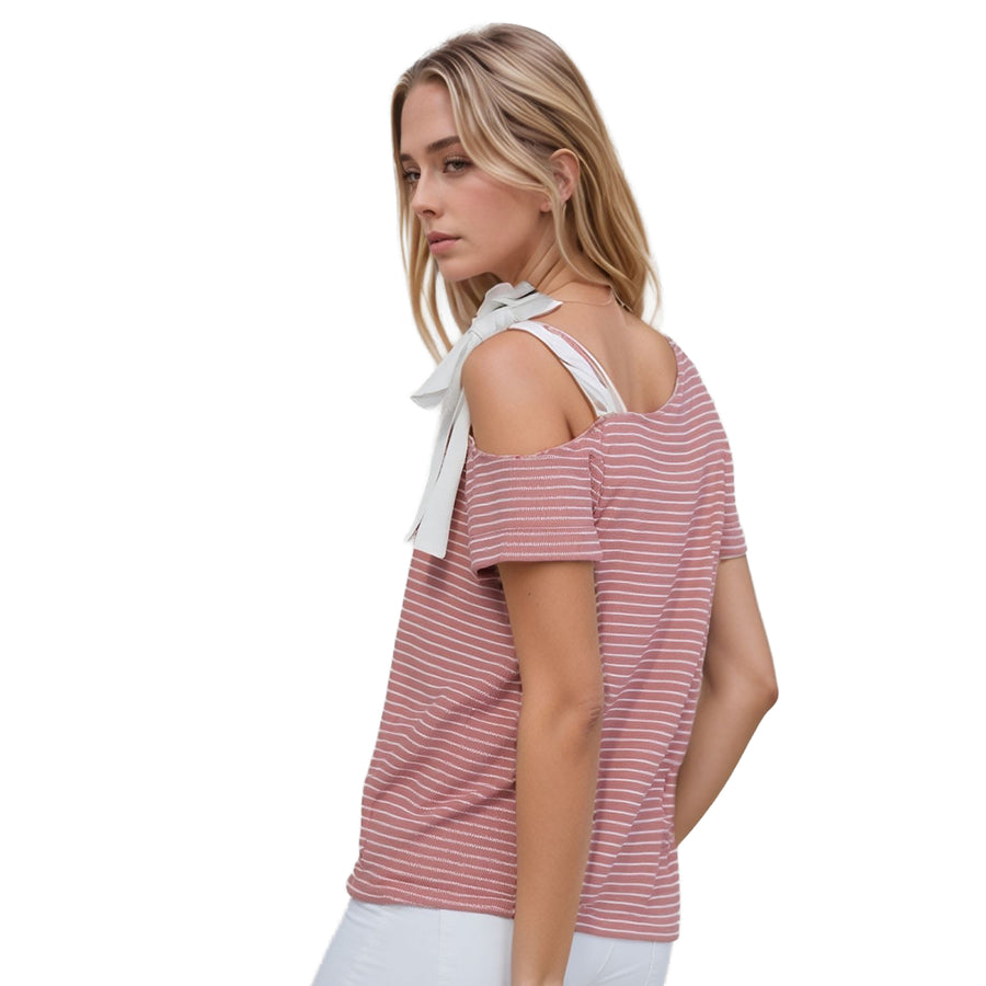 Pleione Women's Tied Halter Off Shoulder Top In Mauve