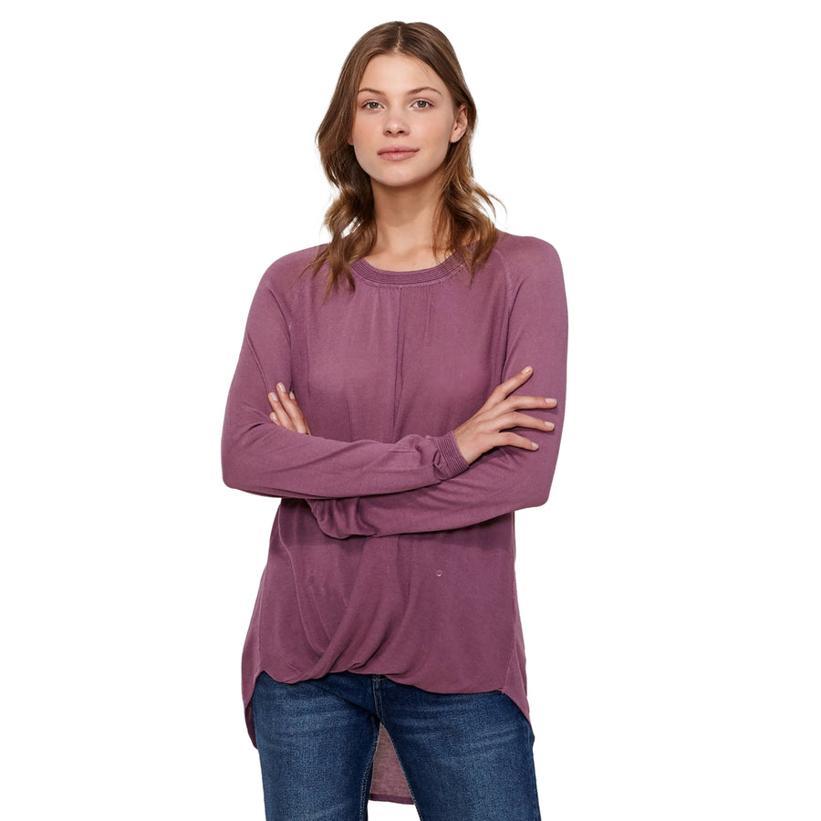 Women's Wrap Hem Sweater In Fig - shopatkonus