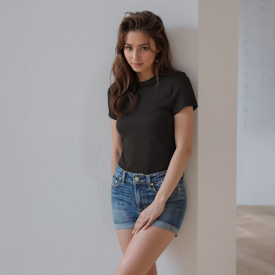 Women's Ribbed Funnel Bodysuit - shopatkonus