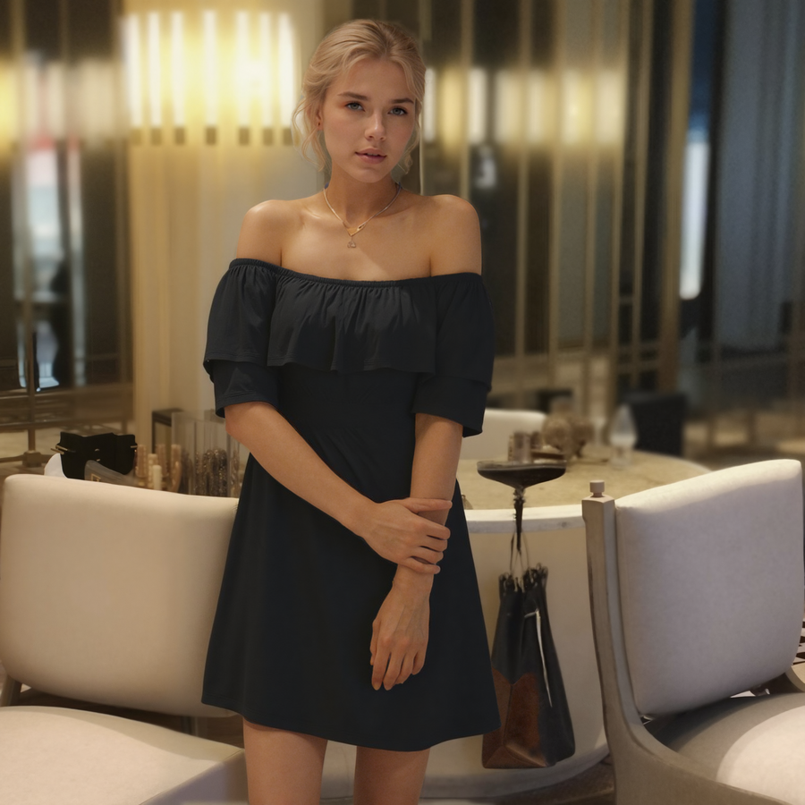 Women's Basic Off Shoulder Midi Dress - shopatkonus