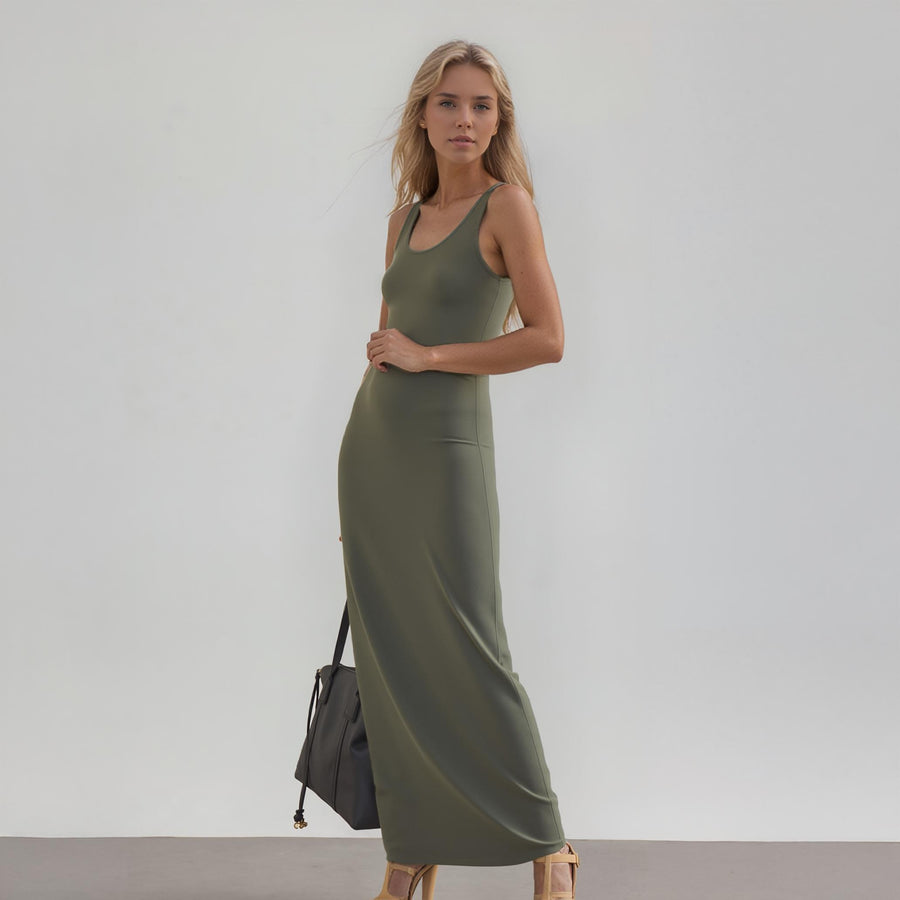 Women's Sleeveless Scoop Neck Maxi Dress - shopatkonus