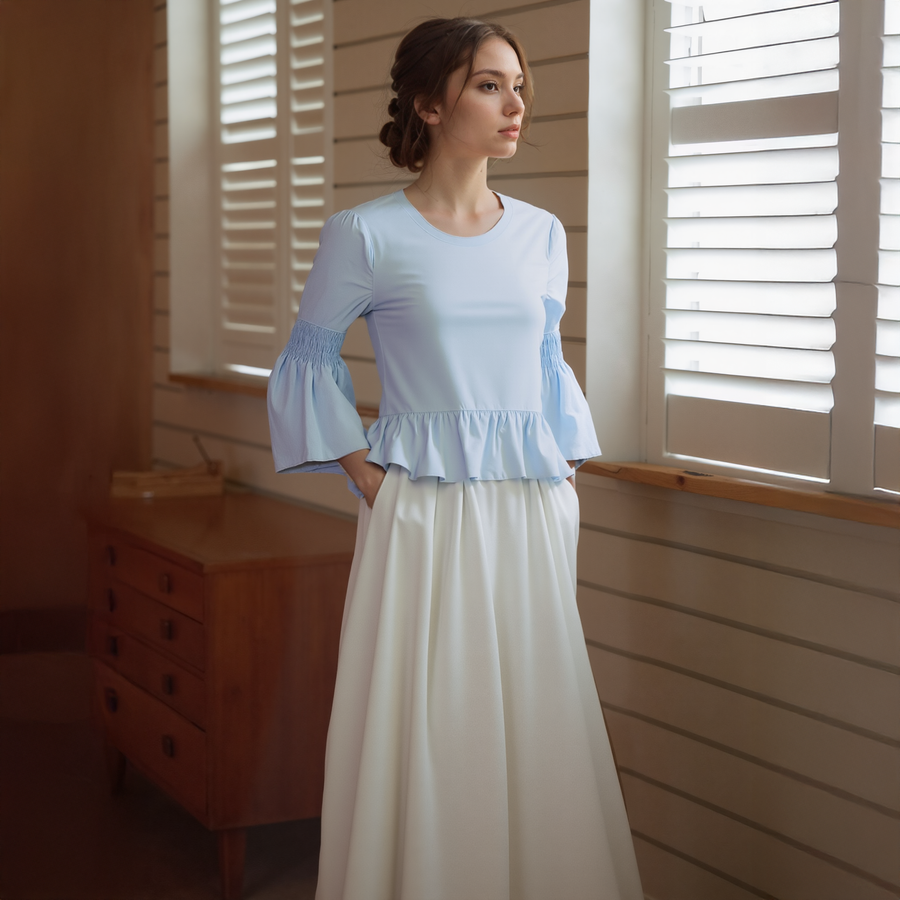 Women's Round Neck Peplum Top - shopatkonus