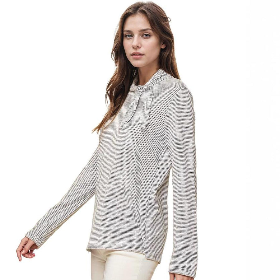 Pleione Women's Self-tie Mock Neck Sweater Top - shopatkonus