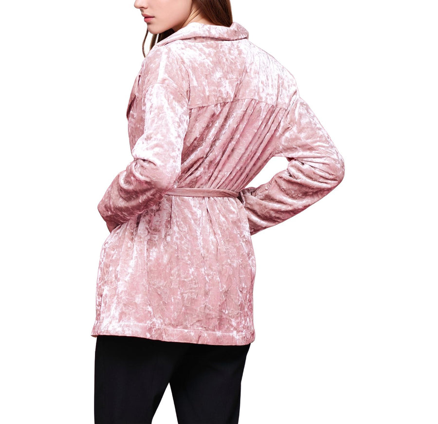 Ro & De Women's Velvet Smocking Jacket In Pink Dust - shopatkonus