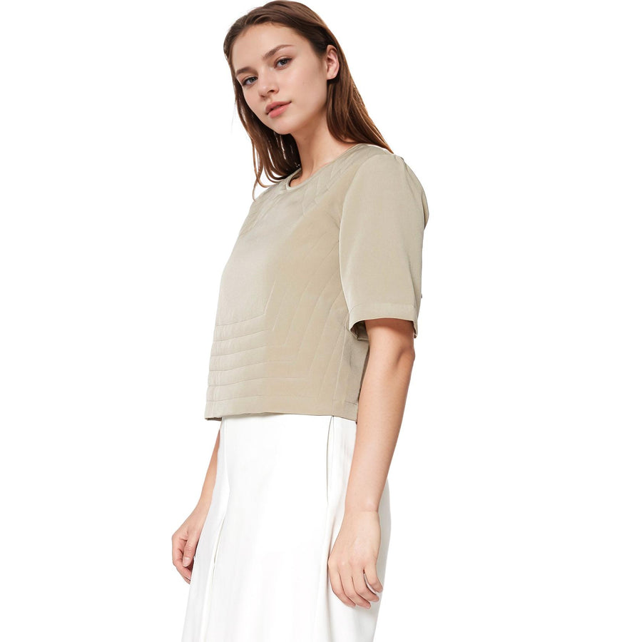 Women's Embossed Short Sleeve Crop Top - shopatkonus