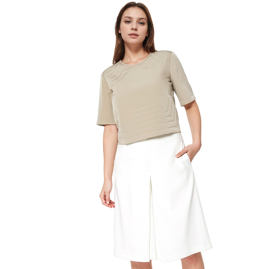 Women's Embossed Short Sleeve Crop Top - shopatkonus