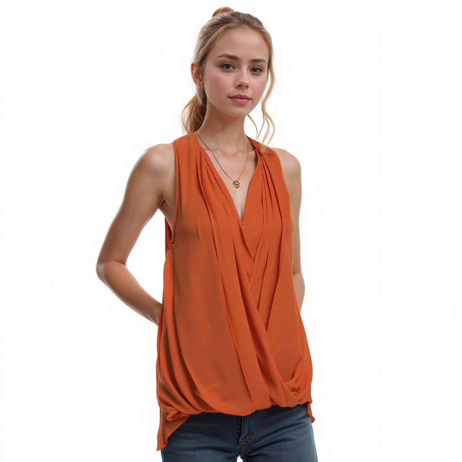 Women's Sleeveless Wrap Blouse In Bittersweet - shopatkonus