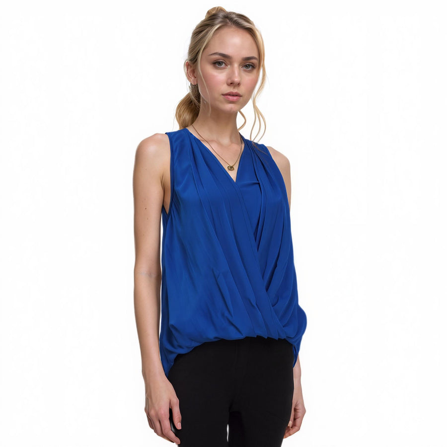 Women's Sleeveless Wrap Blouse In Ocean Blue - shopatkonus