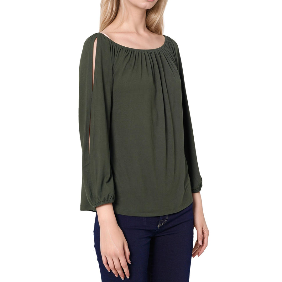 Women's Knit Split Sleeve Off Shoulder Top - shopatkonus