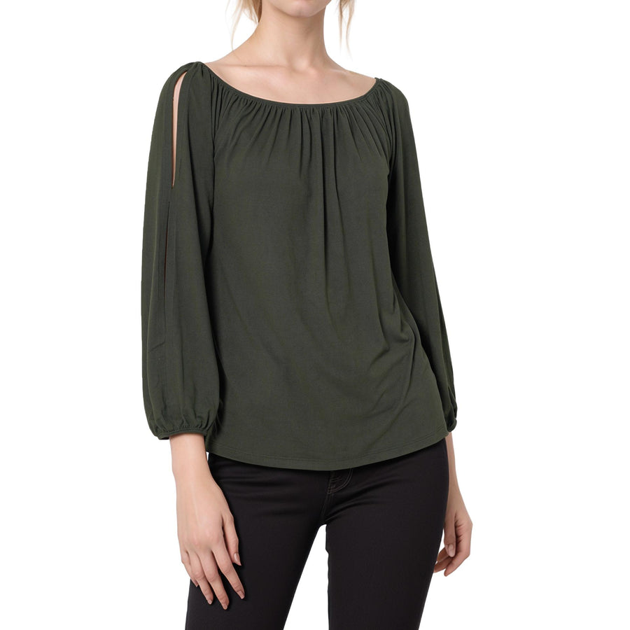 Women's Knit Split Sleeve Off Shoulder Top - shopatkonus
