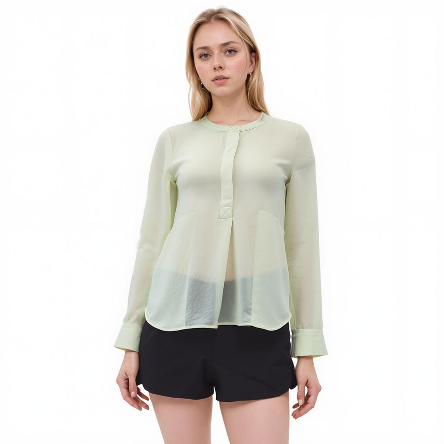 Ro & De Women's Sheer Button Up Blouse - shopatkonus