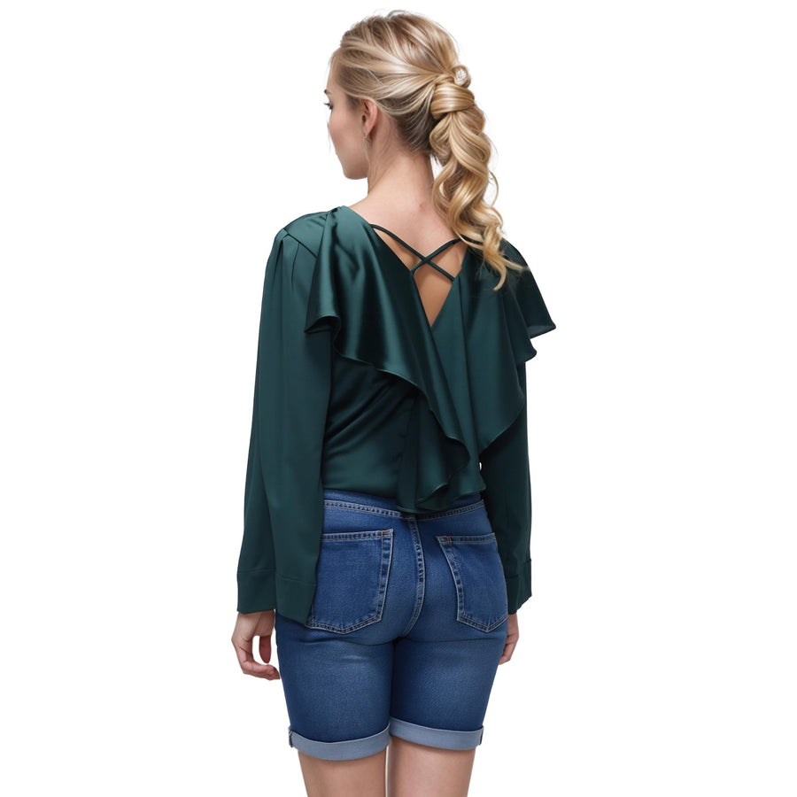Women's Ruffle Back Sleeve Top - shopatkonus