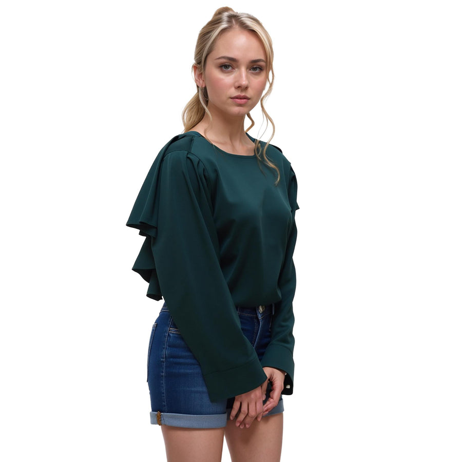 Women's Ruffle Back Sleeve Top - shopatkonus