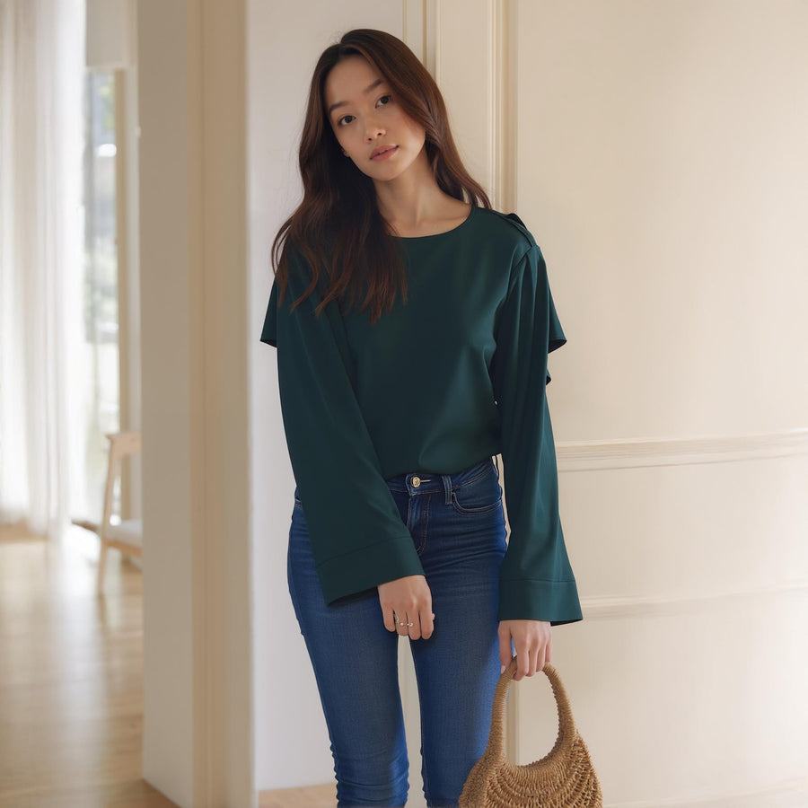 Women's Ruffle Back Sleeve Top - shopatkonus