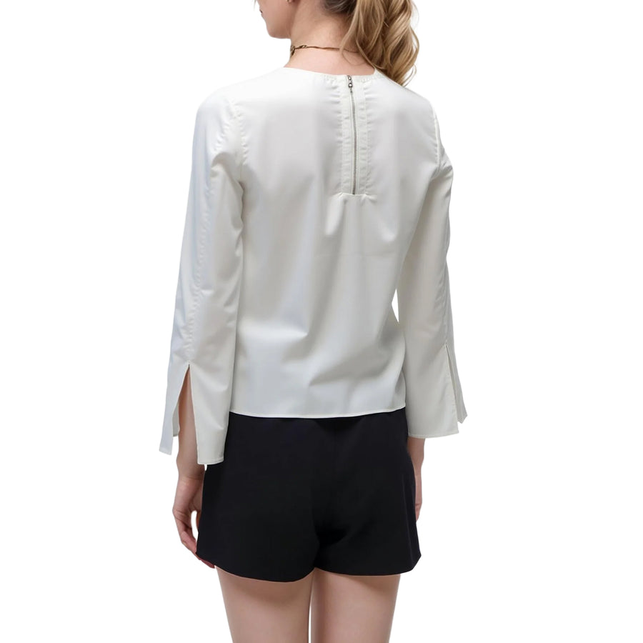 Women's Long Sleeve Front Slit Top - shopatkonus