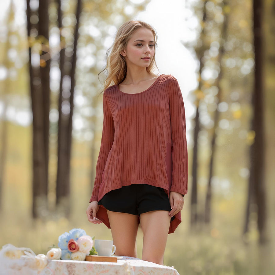 Ro & De Women's Ribbed Cutout Back Tunic - shopatkonus