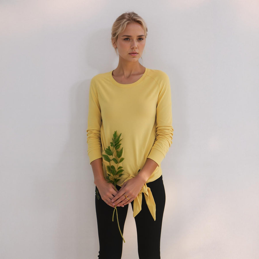 Women's Crew Neck Tie Knot Sweatshirt - shopatkonus