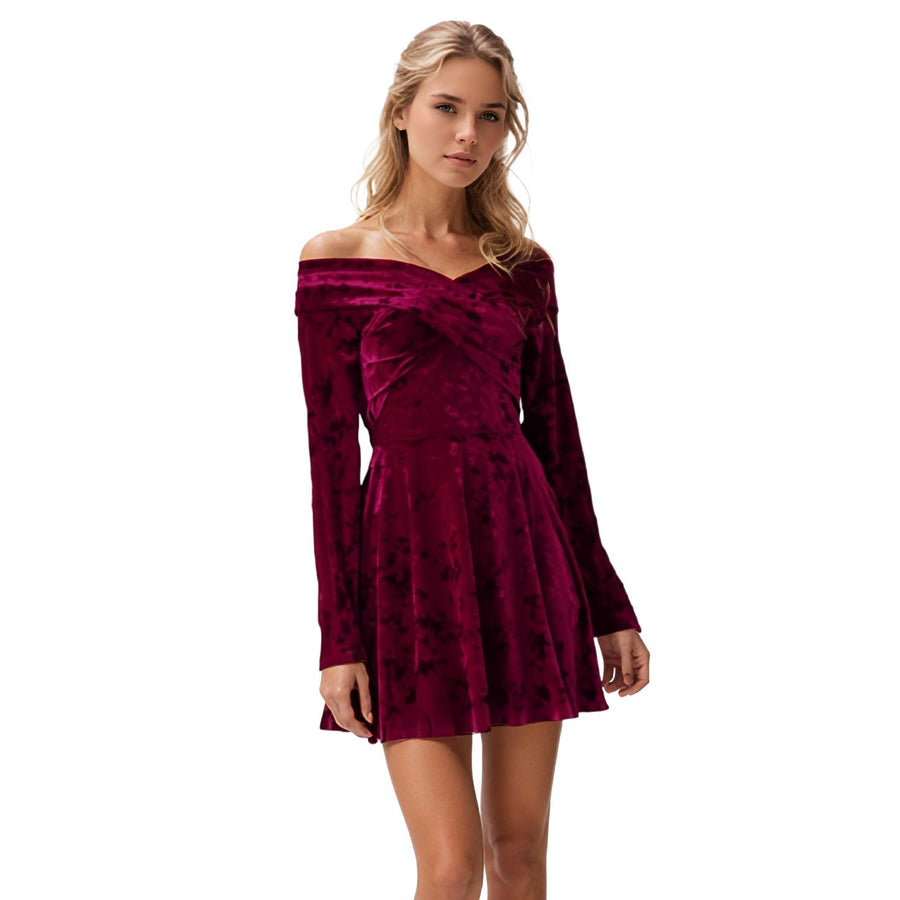 Ro & De Women's Velvet Off Shoulder Dress - shopatkonus